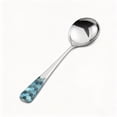 thumbnail image 2 of Stainless Steel Dessert Spoon with Large Rounded Bowl, Mirror Polished Hexagonal Handle, Comfortable for Soup, Cereal, or Ice Cream, 2 of 6
