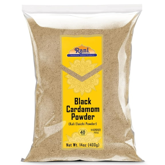 Rani Black Cardamom Powder (Kali Elachi) Indian Spice 14oz (400g) ~ All Natural | Vegan | Gluten Friendly | NON-GMO | Kosher | Indian Origin | Smokey, Tsaoko, Cao Guo, Bach Dan Khau, Badi