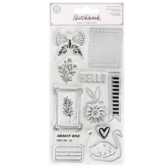 Bea Valint Sketchbook Die & Stamp Set-20 Pieces