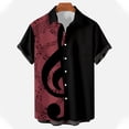 thumbnail image 4 of Telankuip Men's Tropical Musical Note Print Short Sleeve Shirts Summer Short Sleeve Button down Beach Top Relaxed Fit Breathable Music Festival Stylish Casual Wear Brick Red L, 4 of 4