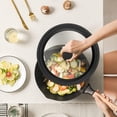 thumbnail image 2 of Universal Lid for Pots and Pans - Tempered Glass Pan Lid with Heat Resistant Silicone Rim, One Size Fits All 10-12 inch Pots Frying Pans Skillets Woks - Black Handle, 2 of 5