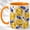 Orange, variant on Crystal Lemon Coffee Mug, Blue Leaf Mug, Ceramic 11 oz