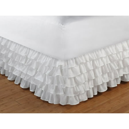 Global Trends Multi Ruffle Bed Skirt White 15 Inch Drop Length This On Opens A Dialog That Displays Additional Images For Product With The Option To Zoom In Or Out