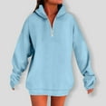 thumbnail image 3 of HongQid Women's Casual Long Sleeve Lapel Zipper Sweatshirt Oversized Loose Pullover Tops, 3 of 6
