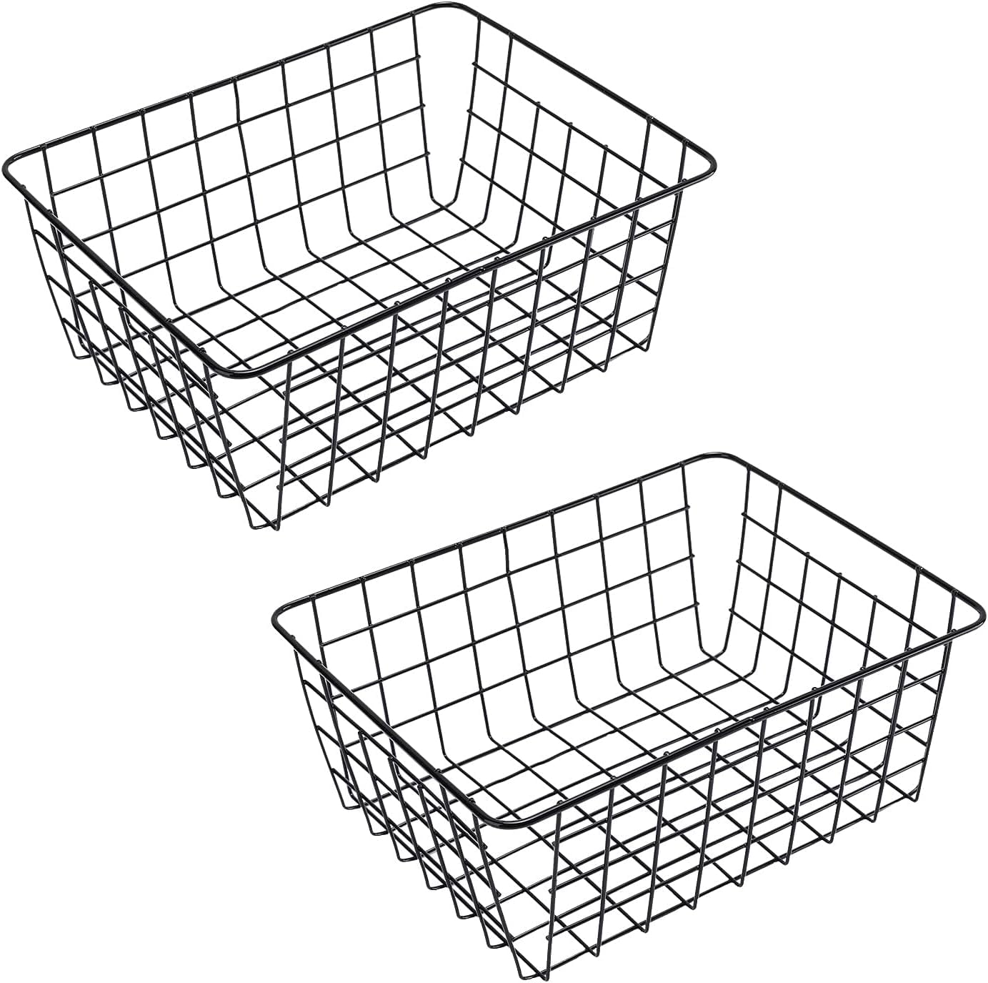 Wire Storage Baskets, Black Wire Baskets for Storage 2 Pack, Wire