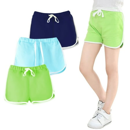 

3Pcs Girls Boys Shorts Kids Athletic Solid Beach Running Shorts Swimsuit Trunks 2-13 Years