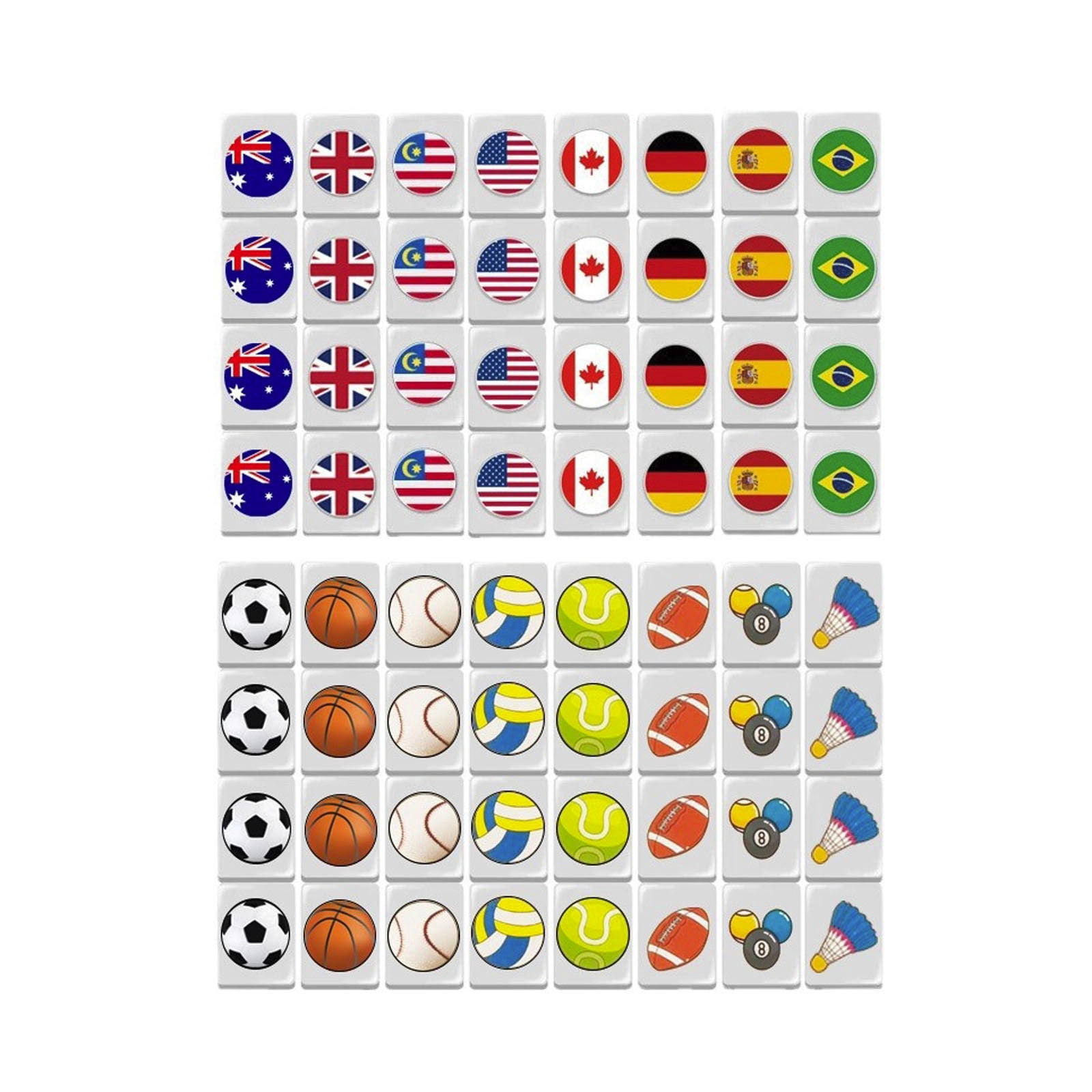 HEWANG Mahjong Block Set, 65 Tiles SeasideEscape Game Blocks, Seaside Escapes Game, Portable Travel Mahj- Tiles, National Flag Mahjong Tile Set, for Travel Picnic Spring Gathering