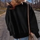 thumbnail image 5 of Suéter de Cuello Redondo para Mujer, Holgado, de Lana de Cordero, Informal, Versátil, de Larga, para Otoño e Invierno. Negro L, 5 of 8