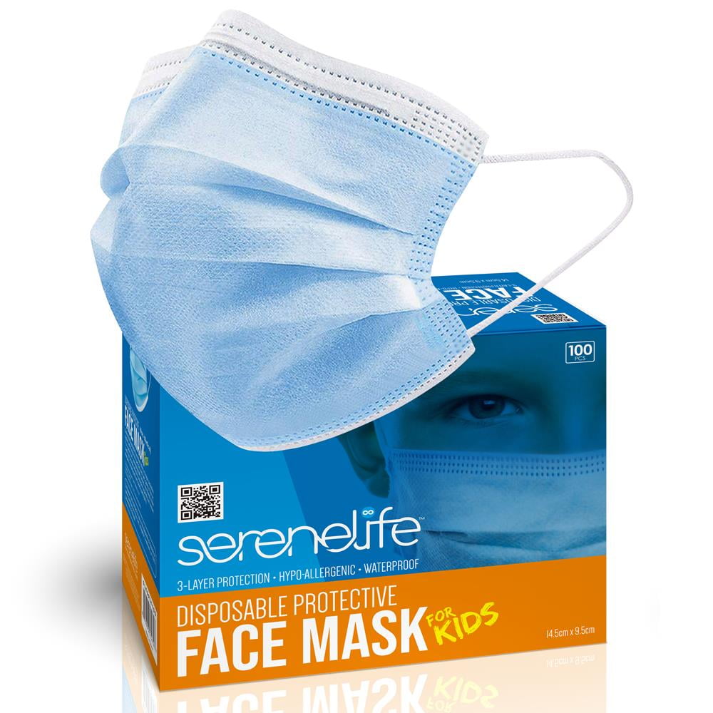 Serene Life 100 Pcs. Kids Disposable Face Masks 3 Layer Protection
