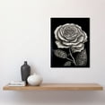 thumbnail image 2 of Black and White Rose Bloom with Patterned Leaves Art Print Framed Poster Wall Decor 12x16 inch, 2 of 5