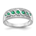 thumbnail image 7 of 14K White Gold Plated Diamond & Emerald Fancy Ring Size 7, 7 of 7