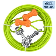 Petfamily Dog Tie Out Cable, Safe for Medium to Large Dogs, Green, 20FT 90LBS