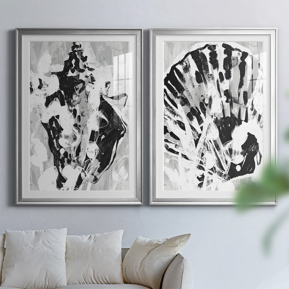 Wexford Home Ocean Inkblot I Premium Framed Print, 26.5" x 36.5" - Ready to Hang, Silver (Set of 2)