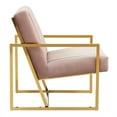 thumbnail image 5 of Farmhouse Accent Armchair Velvet Pinstripe Gold Frame Living Room Chair, 5 of 7