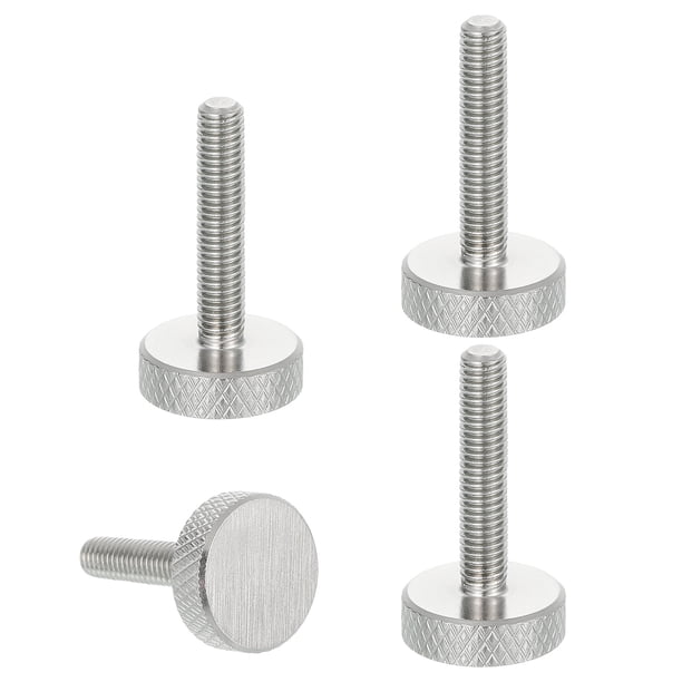 Tornillos de Pulgar Estriados Uxcell M5x0.98'' Acero Inoxidable 304 Cabeza Plana Tornillos de Pulgar 0.63'' Diámetro. 4 Pcs