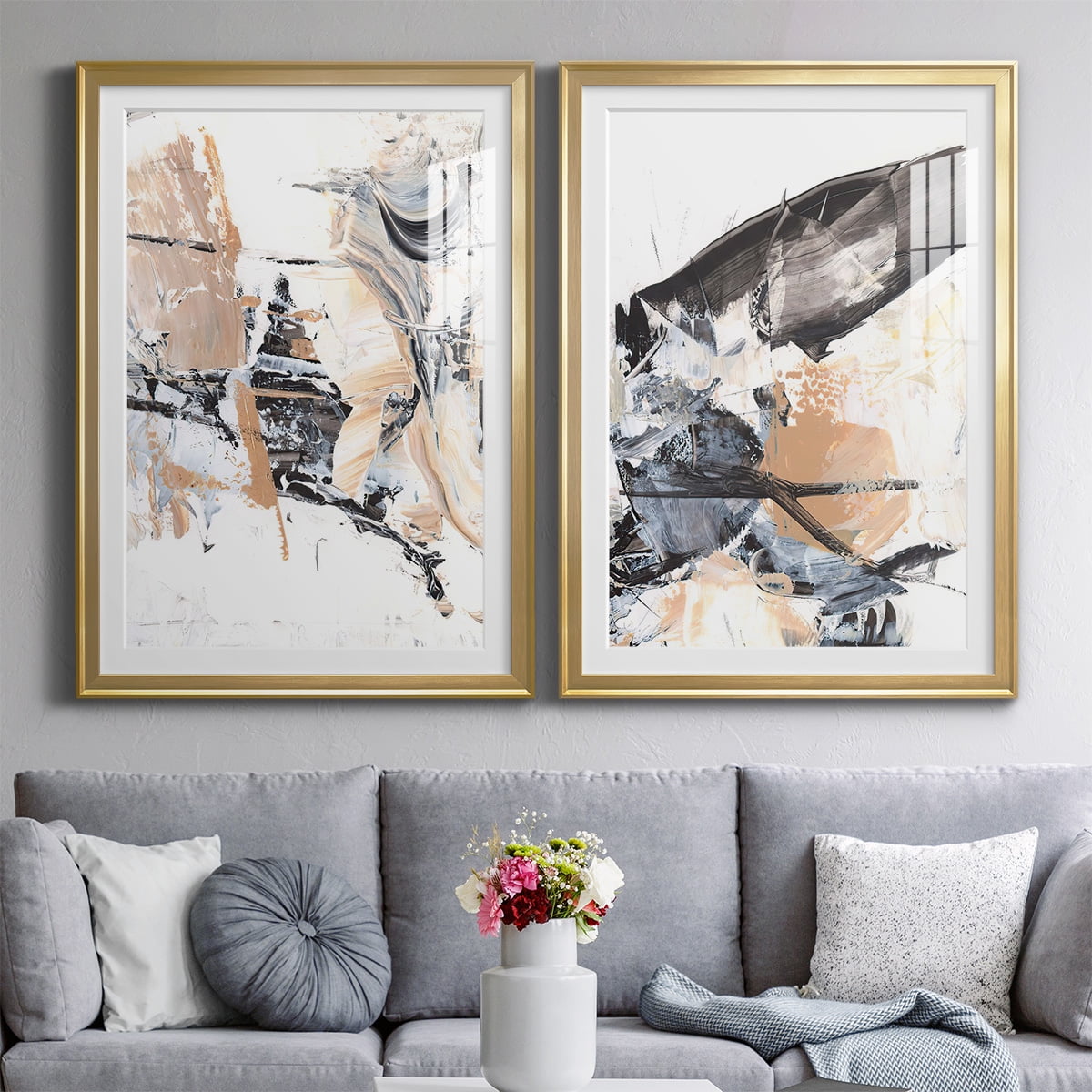 Wexford Home Ruckus III Premium Framed Print, 22.5" x 30.5" - Ready to Hang, Gold (Set of 2)