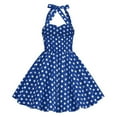 thumbnail image 5 of AJTQTH Sundress for Girls Halter Neck Polka Dots High-Waisted Gowns Cute Bowknot Frocks Tunic Flowy Maxi Dress for Summer Casual Party Blue 6 Years, 5 of 5