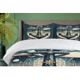 thumbnail image 6 of Ambesonne Nautical Duvet Cover Set, Anchor with Whales Compass, Queen, Petrol Blue Beige, 6 of 6