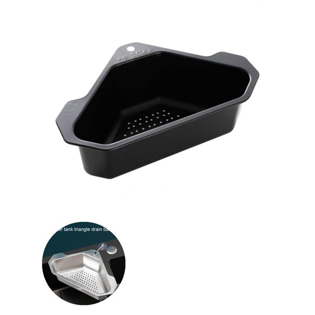 Drain Basket with Hook No Drilling Triangular Food Grade Easy Hanging Rinsing Stainless Steel Fruit Vegetable Washing Strainer Kitchen Gadget