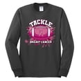 thumbnail image 2 of Wild Bobby Tougher Than Cancer Football Paint Splatters Breast Cancer Awareness Men Long Sleeve Shirt, Charcoal, Medium, 2 of 6