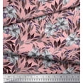 thumbnail image 2 of Soimoi Pink Poly Georgette Fabric Leaves & Lily Floral Decor Fabric Printed Yard 42 Inch Wide, 2 of 3