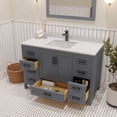 thumbnail image 6 of Ayna Decors Rooh 48 in Charcoal Grey Bathroom Vanity Set with White Quartz Countertop | Ceramic Sink | 2 Soft Closing Doors | 7 Full Extention Soft Close Drawer | Black Hardware, 6 of 10