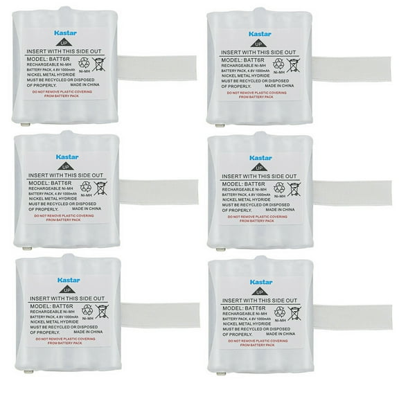 Kastar 6-Pack BATT6R Battery 4.8V 1000mAh Replacement for Midland CXT280, Midland XT24, XT25, XT26, XT27, XT29, Midland GTX635, GTX650, GTX661, ULBATT6R, COM-6R, COM6R, FRS-006-NH, FRS006NH