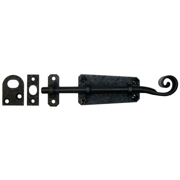 Acorn RL5BP Forged Iron Scroll Surface Bolt - Black