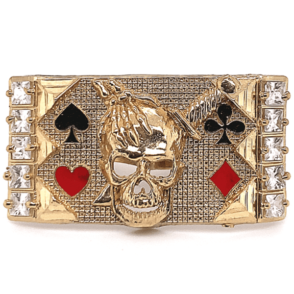 10K Two Finger Skull CZ Ring