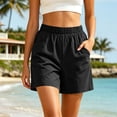 thumbnail image 7 of Ihhxva Cotton Shorts for Women Relaxed Fit Elastic Waist Solid Color with Pockets Adjustable Stretchable Summer Exterior Pocket Mid Rise Flat Front Casual Beach Workout Lounge S-2XL, 7 of 7