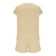 thumbnail image 3 of Tops Y Blusas de Mujer de Verano Cuello Redondo Manga Corta con Cordón de Cintura Y Bolsillo Pantalones Cortos de Dos Piezas, 3 of 8