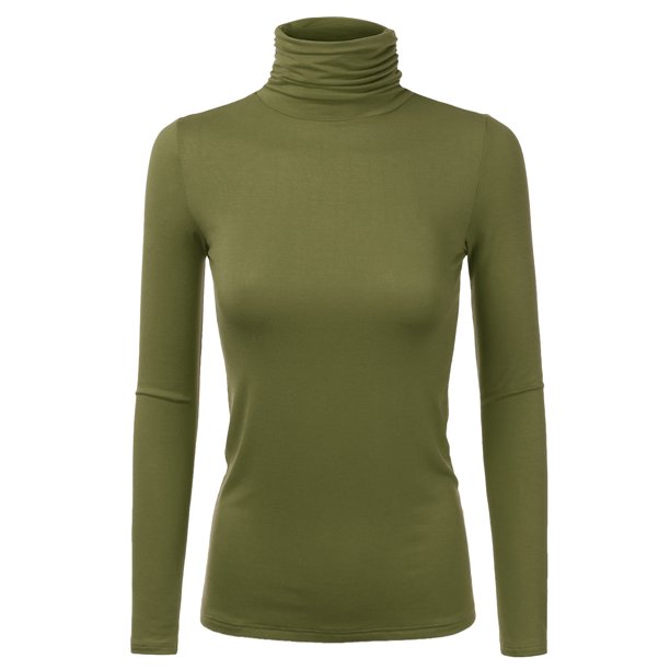 Doublju Women's Basic Slim Fit Sweater Long Sleeve Turtleneck T Shirt Top Pullover OLIVE 1X Plus Size Doublju Women's Basic Slim Fit Sweater Long Sleeve Turtleneck T Shirt Top Pullover OLIVE 1X Plus Size