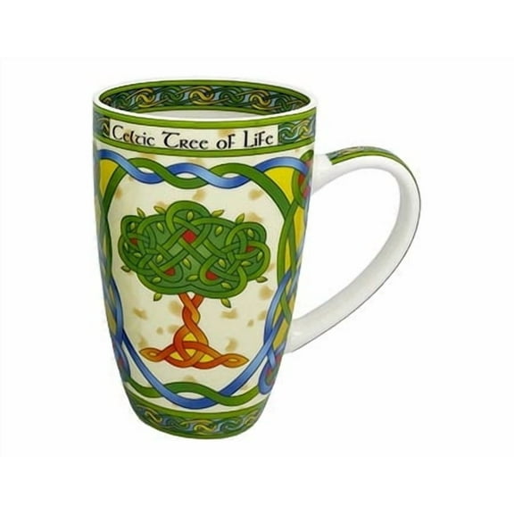 Celtic Tree of Life Mug – 14 oz Bone China Irish Coffee & Tea Cup with Celtic Knot Design