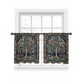 thumbnail image 2 of Tree Floral Semi Sheer Curtains 45 Inch Length 2 Panels Set, Boho Vintage Country Botanical Patterns Sheer Kitchen Curtain Privacy Voile Window Curtain for Living Room Bedroom Rod Pocket Drapes, 2 of 7