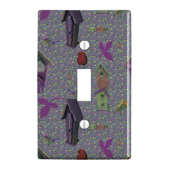 Wild Bird Houses Pattern Plastic Wall Decor Toggle Light Switch Plate Cover