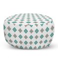 thumbnail image 1 of Mosaic Pouf, Geometric Illustration with Flowery Motifs Inside Rhombus Pattern, Decorative Soft Foot Rest with Removable Cover Living Room and Bedroom, Dark Seafoam and Pale Rose, by Ambesonne, 1 of 3