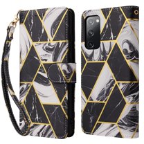 Dteck Marble Patterned Case for Samsung Galaxy S20 FE 6.5-inch,Magnetic Leather Card Holder Wallet Kickstand Galaxy S20 FE 5G Case Flip Shockproof Protective Cover with Strap,Black