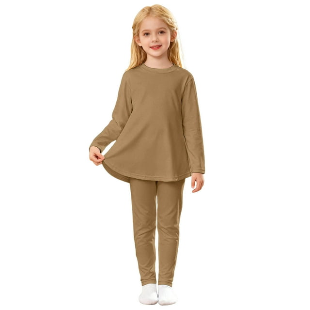 WENXIAOO Ensemble de Pyjama pour Enfants 2 Pcs Robe à Manches Longues avec Pantalon Pyjama pour Tout-Petit Fille Pyjama pour Filles Taille 5-6 Ans
