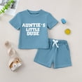 thumbnail image 2 of Staki Vacation Outfits Girls Toddler Baby Girl Summer Clothes Cotton Cute Summer Outfits Short Sleeves 2 Pieces Shorts Set 6M 12M 24M Blue,0-6 Months, 2 of 9