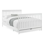 Delta Children Mercer 6-in-1 Convertible Crib with Storage Trundle, Greenguard Gold Certified, Bianca White/Grey