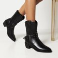 thumbnail image 4 of Autumn And Winter Color Matching Pointed Toe TThick Heel Ladies Short Boots, 4 of 8