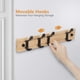 thumbnail image 4 of Perchero de pared, perchero moderno, perchero de madera, perchero de pared de bambú, perchero con 4 ganchos móviles para chaquetas, abrigos, bufandas, bolsos y más, natural, 4 of 7