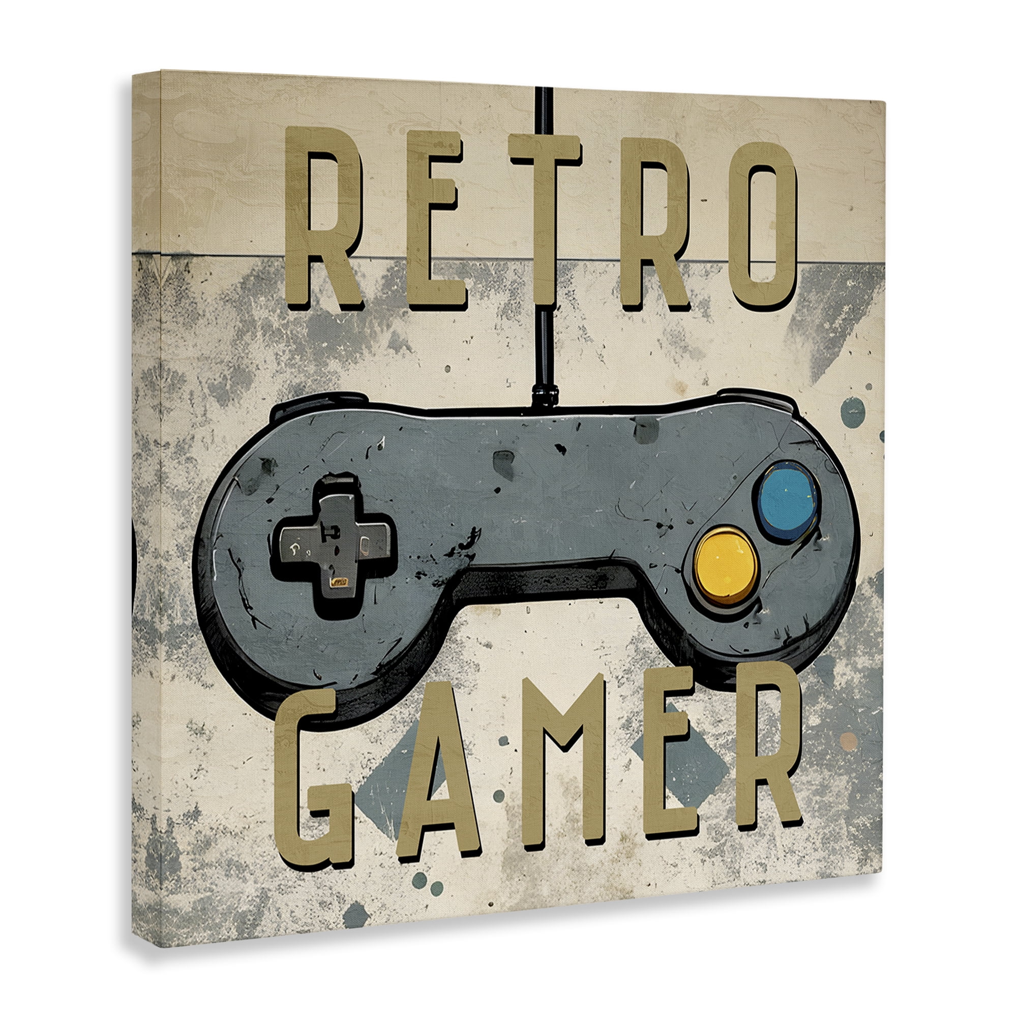 Stupell Industries Retro Gamer Controller Entertainment Painting Wrapped Canvas Art Print Wall Art, 17 x 17