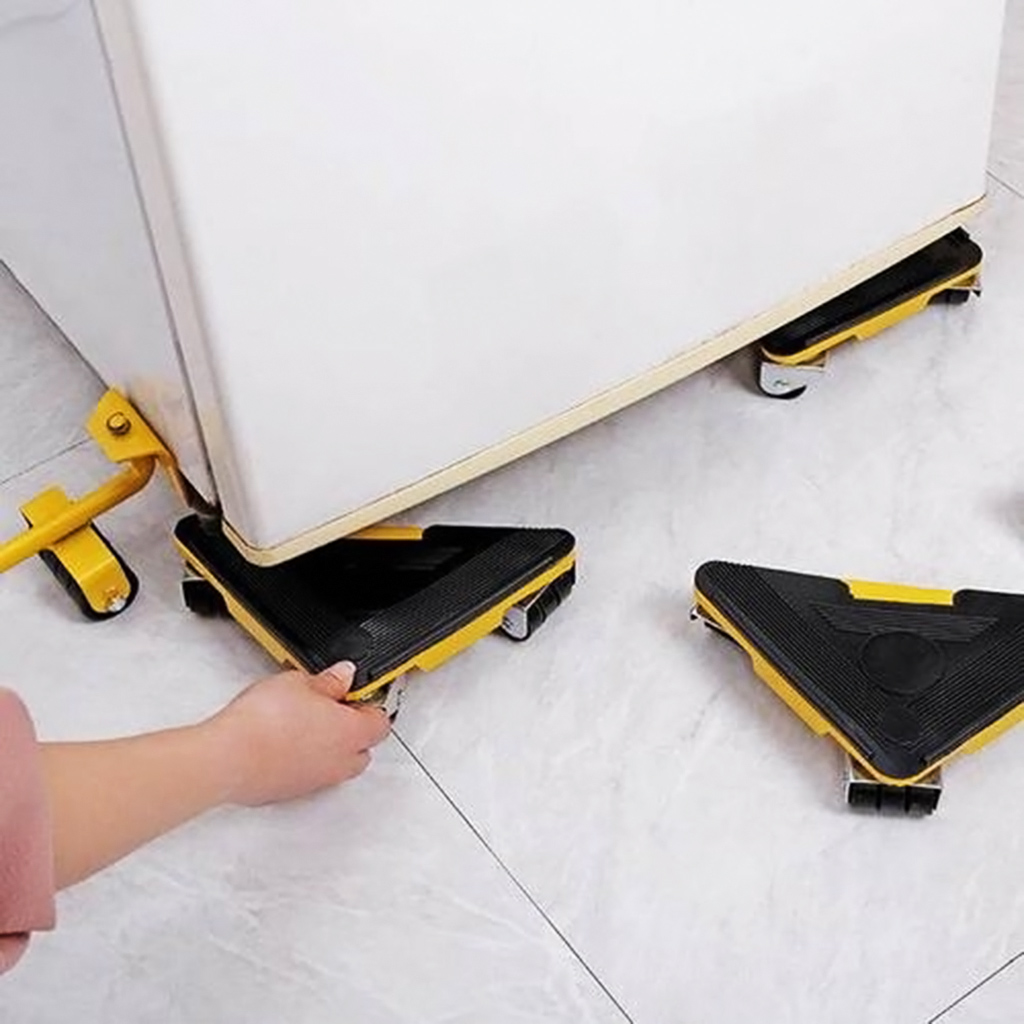 MOMOJIA Furniture Mover Tool Transport Lifter Heavy Stuffs Moving 4 Wheeled Roller Universal Pulley with 1 Bar Set Professional Device