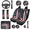 American Flag Pattern, variant on Car Interior Set, with Front Back Seat Covers Car Headrest Pillow Protectors Wrist Keychain, 14-Piece Geometric Print Car Interior Accessory Kit