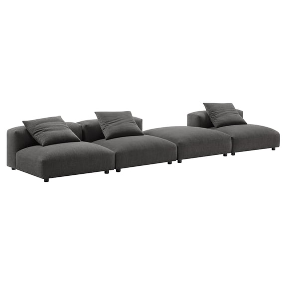 4 pcs Modular Sofa Sectional, Dark Gray, Fabric, Living Room Lounge Cafe Lobby Hospitality Restaurant, Modern Contemporary, HB37429