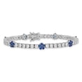 thumbnail image 3 of Finest Gold Sterling Silver Rhodium-Plated Cr Blue Spinel & CZ Flower 7 in. Bracelet, 3 of 4