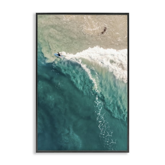 Stupell Industries Surfing Clear Waters Nautical & Beach Photography Black Framed Art Print Wall Art, 12 x 18