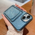 thumbnail image 5 of Compatible for iPhone 13 6.1 Inch Bling Plating Case with Card Slot, Cute Clear Glitter Phone Case for Women Girls Soft TPU Shockproof Back Cover for iPhone 13 Blue, 5 of 14