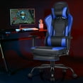 thumbnail image 3 of Gymax Massage Gaming Chair Racing Computer Task Chair Recliner w/Footrest Blue, 3 of 10